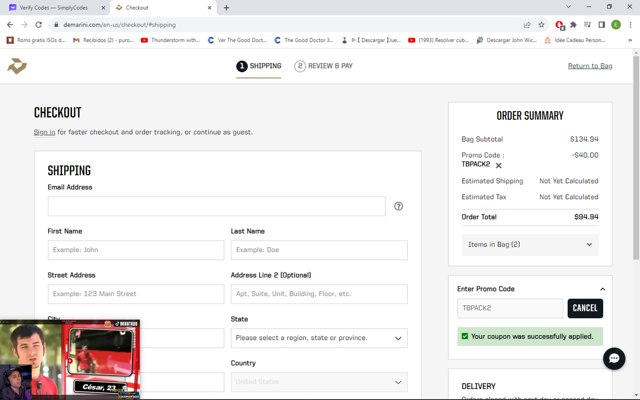 DeMarini checkout page showing DeMarini promo code box | Screenshot taken by SimplyCodes community member on Oct 25, 2023
