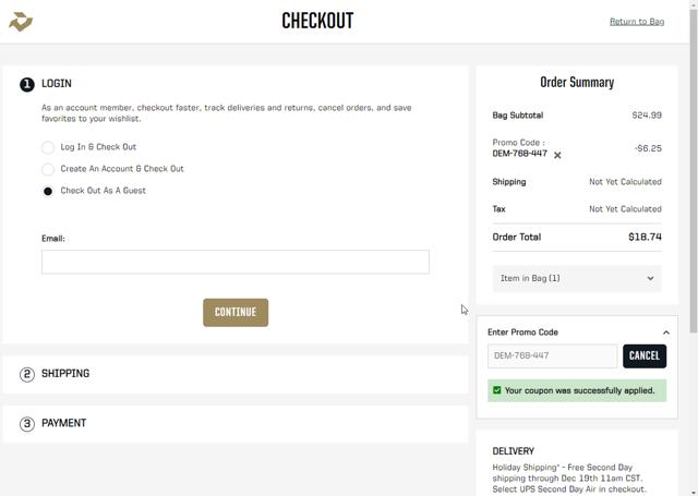 DeMarini checkout page showing DeMarini promo code box | Screenshot taken by SimplyCodes community member on Dec 18, 2024