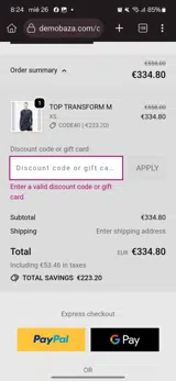 CODE40 coupon verification screenshot