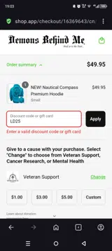 LD25 coupon verification screenshot