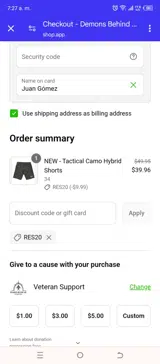RES20 coupon verification screenshot