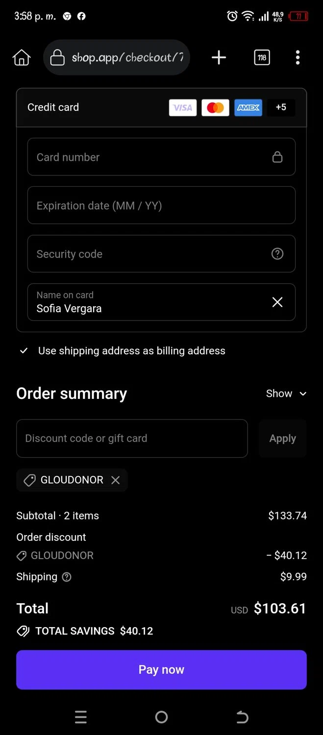 Demon United promo code screenshot showing code gloudonor applied at Demon United checkout page. Uploaded by SimplyCodes community member Pipina11 on Oct 23, 2025