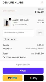 FALL30 coupon verification screenshot