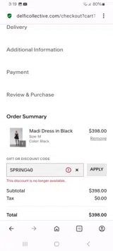 SPRING40 coupon verification screenshot