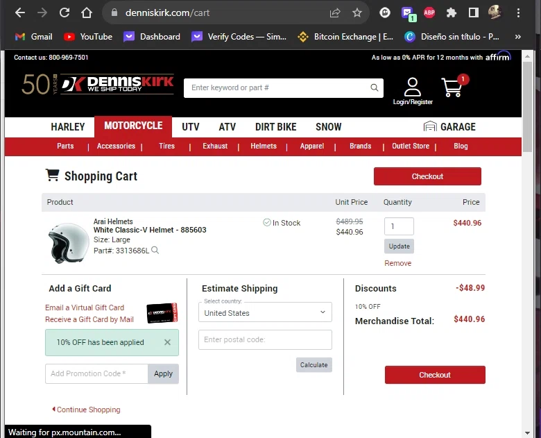 how to use Dennis Kirk coupons