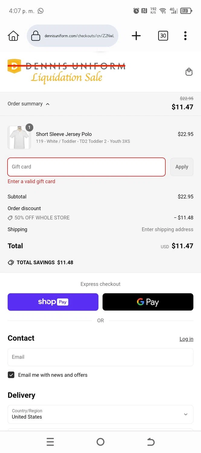 DENNIS Uniform discount code screenshot showing code FS24DDC130 applied at DENNIS Uniform checkout page. Uploaded by SimplyCodes community member DiscountCurator3335 on May 31, 2025