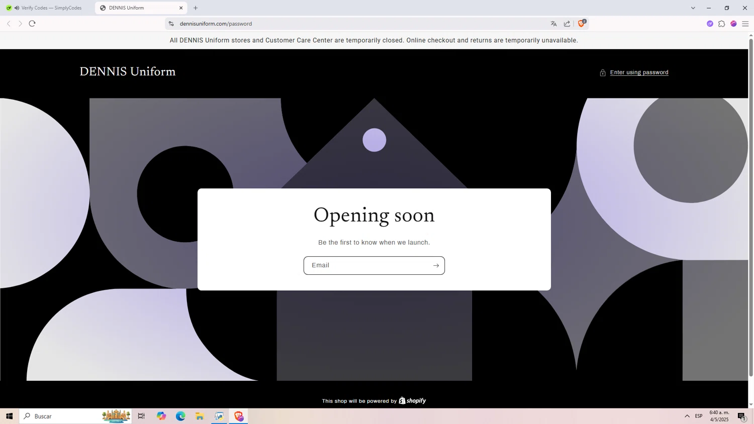 DENNIS Uniform discount code screenshot showing code GHAZFS24 applied at DENNIS Uniform checkout page. Uploaded by SimplyCodes community member NARUTO_UZUMAKIsx on May 4, 2025