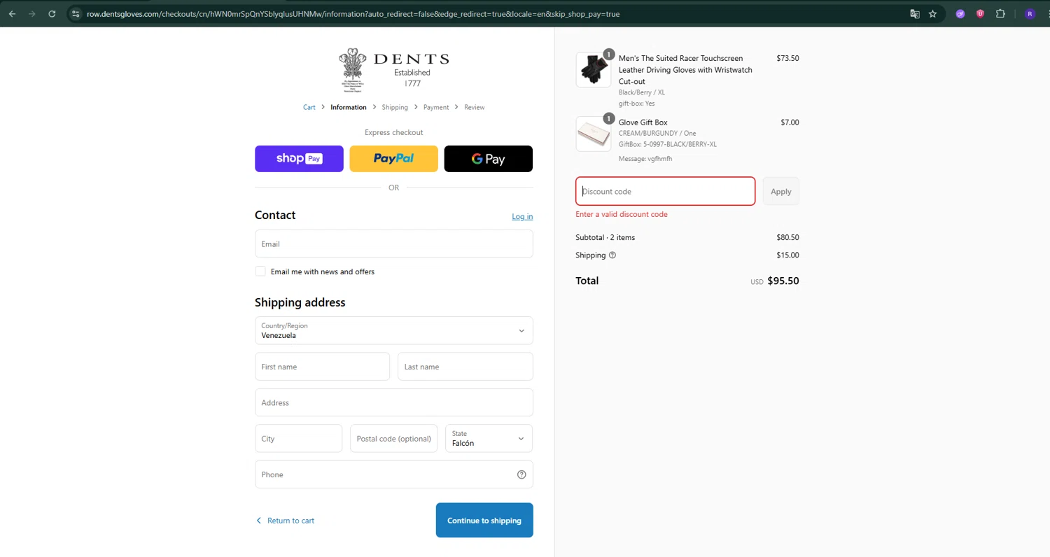 Dents promo code screenshot showing code DENTS10 applied at Dents checkout page. Uploaded by SimplyCodes community member ShrewdShopper154 on Jul 19, 2025