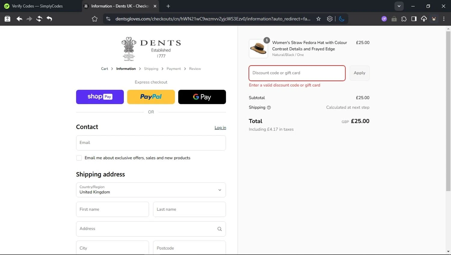 Dents promo code screenshot showing code FRIEND10 applied at Dents checkout page. Uploaded by SimplyCodes community member domain on Aug 20, 2025