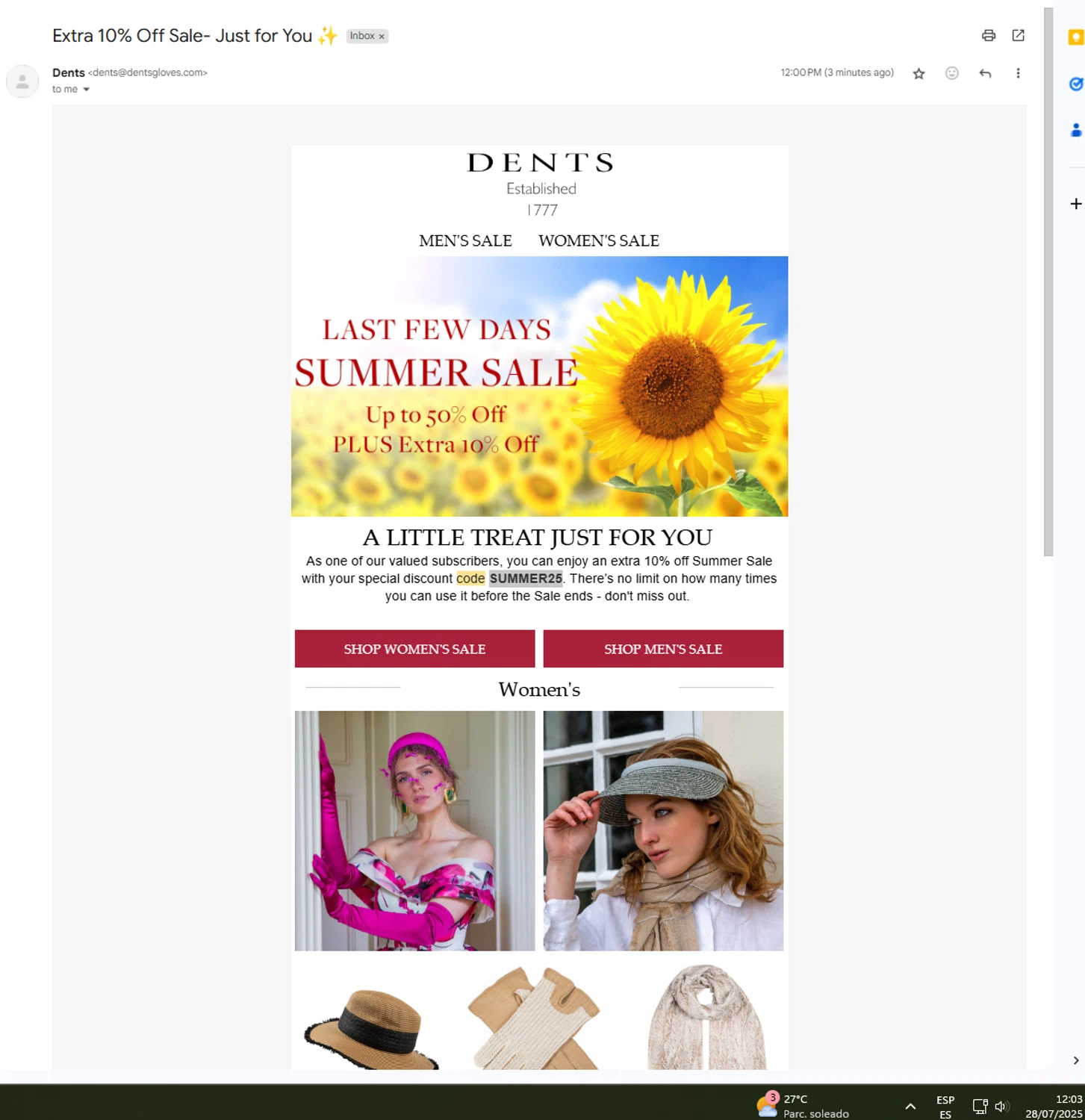 Dents promo code screenshot showing code SUMMER25 applied at Dents checkout page. Uploaded by SimplyCodes community member UnkNownVnzla on Jul 28, 2025
