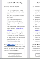Denver Art Museum coupon verification screenshot