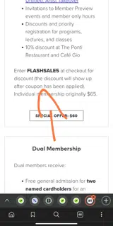 Denver Art Museum coupon verification screenshot