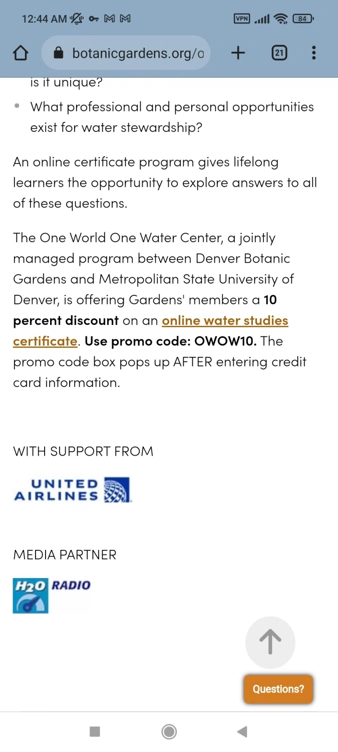 Denver Botanic Gardens checkout page showing Denver Botanic Gardens promo code box | Screenshot taken by SimplyCodes community member on Apr 8, 2023