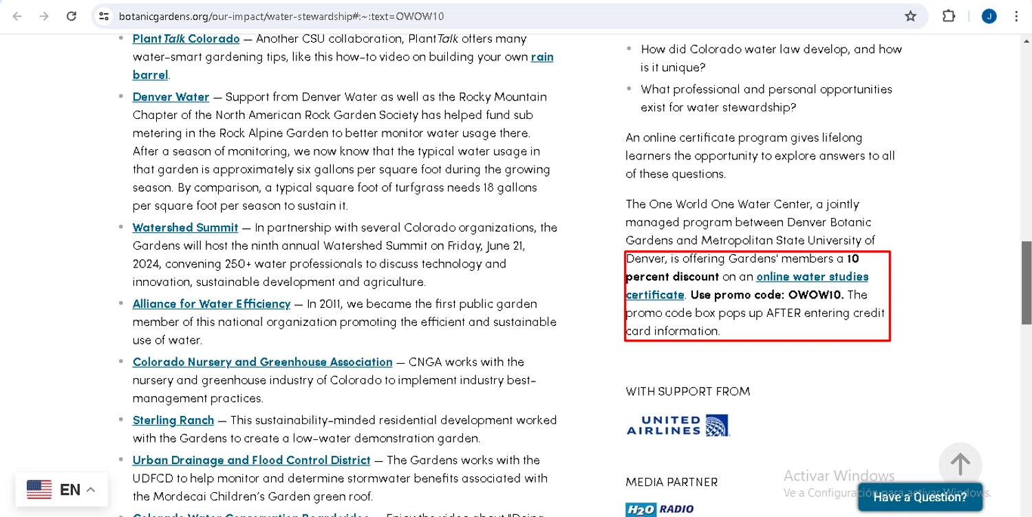 Denver Botanic Gardens checkout page showing Denver Botanic Gardens promo code box | Screenshot taken by SimplyCodes community member on May 26, 2024