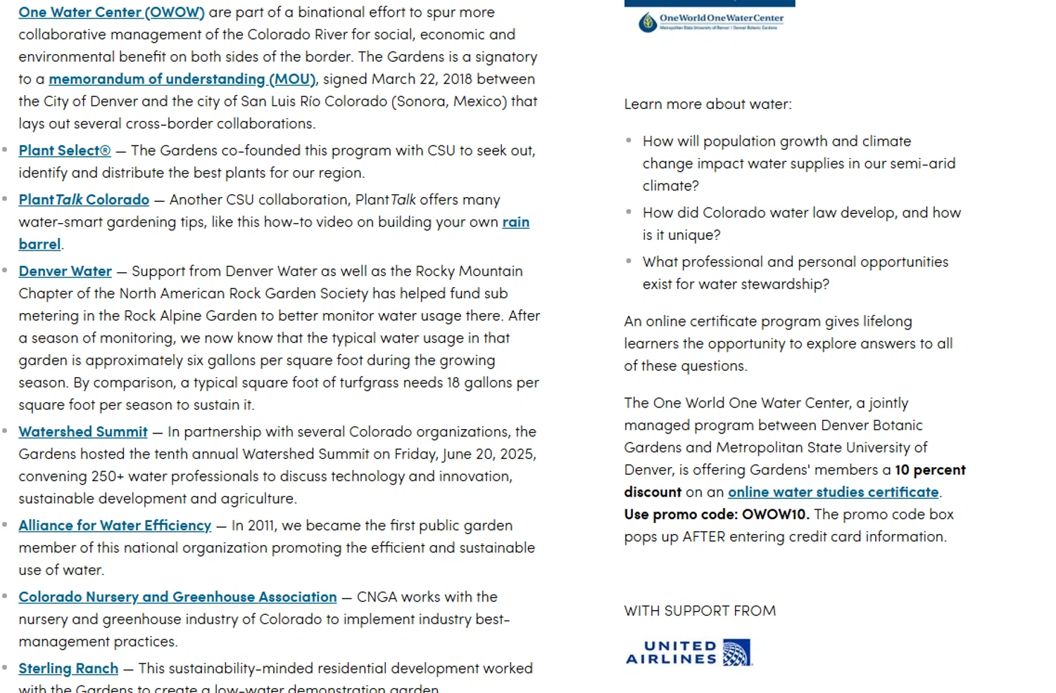 Denver Botanic Gardens promo code screenshot showing code OWOW10 applied at Denver Botanic Gardens checkout page. Uploaded by SimplyCodes community member Dejadepicharme on Nov 18, 2025