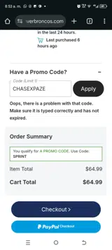CHASEXPAZE coupon verification screenshot