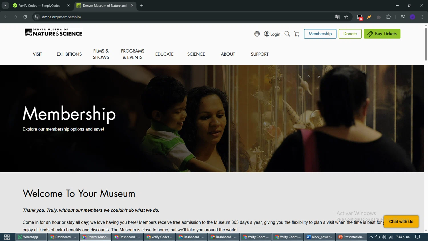 Denver Museum of Nature & Science promo code screenshot showing code CYBER10 applied at Denver Museum of Nature & Science checkout page. Uploaded by SimplyCodes community member WiseMaven9968 on Mar 27, 2025