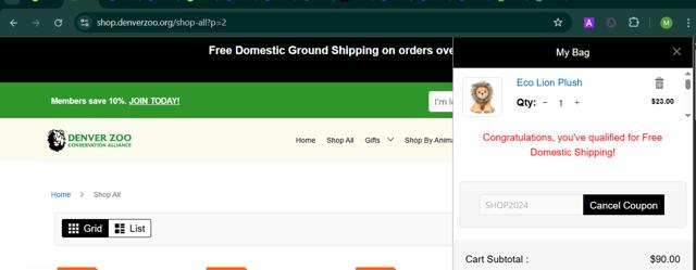 Denver Zoo checkout page showing Denver Zoo promo code box | Screenshot taken by SimplyCodes community member on Apr 21, 2025