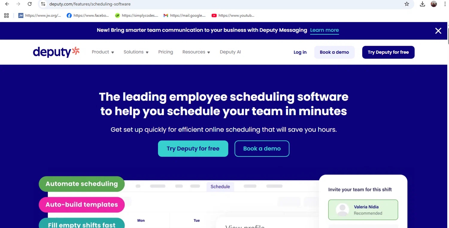 Deputy promo code screenshot showing code HRANNUAL2 applied at Deputy checkout page. Uploaded by SimplyCodes community member MarinaDelgado on Oct 14, 2025