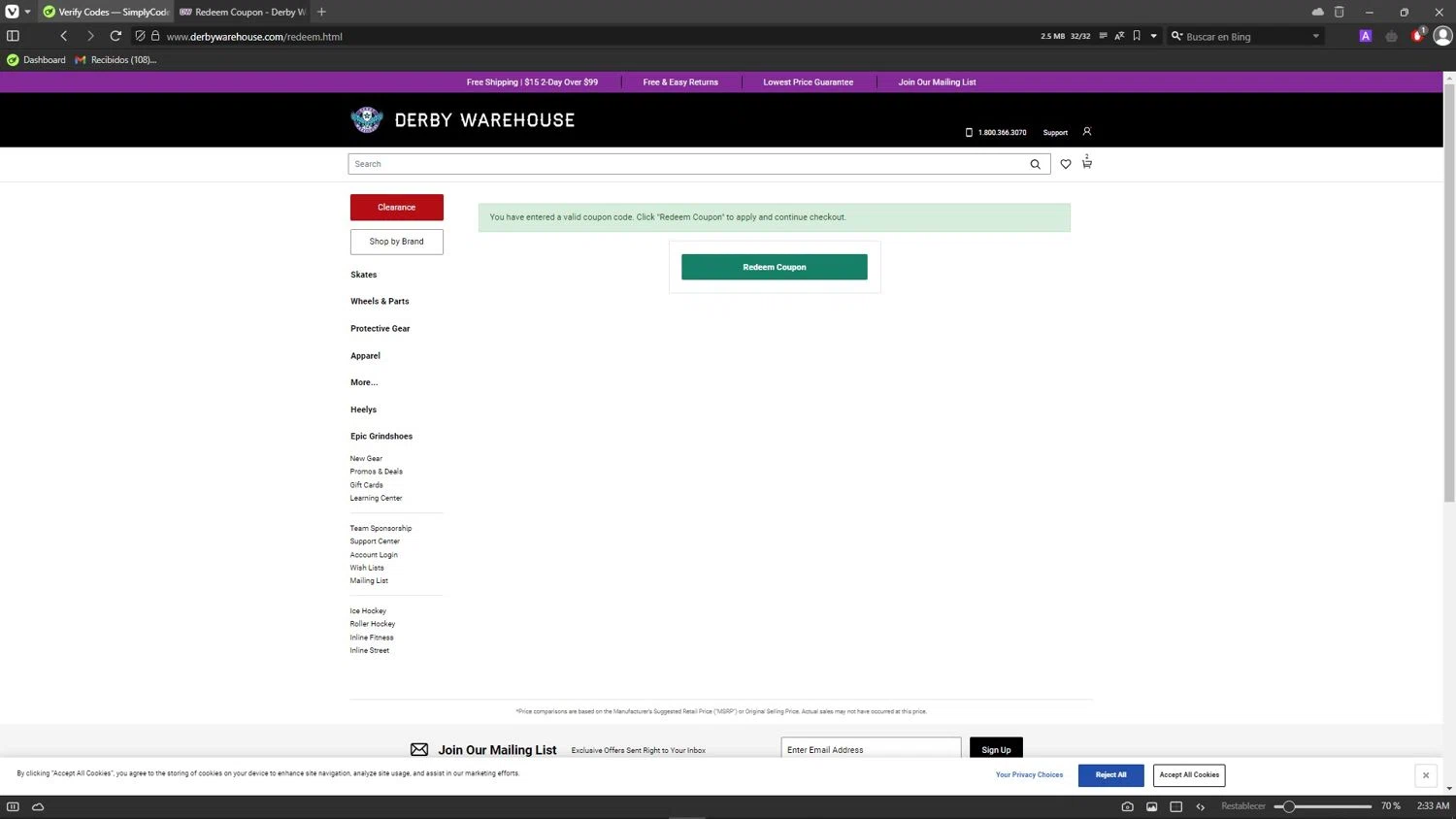 Derby Warehouse checkout page showing Derby Warehouse promo code box | Screenshot taken by SimplyCodes community member on Jun 26, 2024