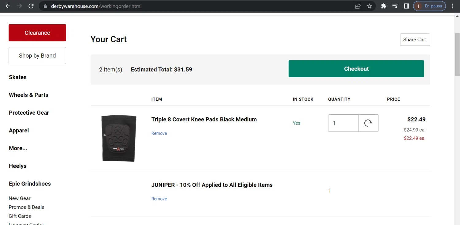Derby Warehouse checkout page showing Derby Warehouse promo code box | Screenshot taken by SimplyCodes community member on Apr 10, 2023
