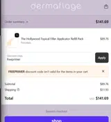 Dermaflage coupon verification screenshot