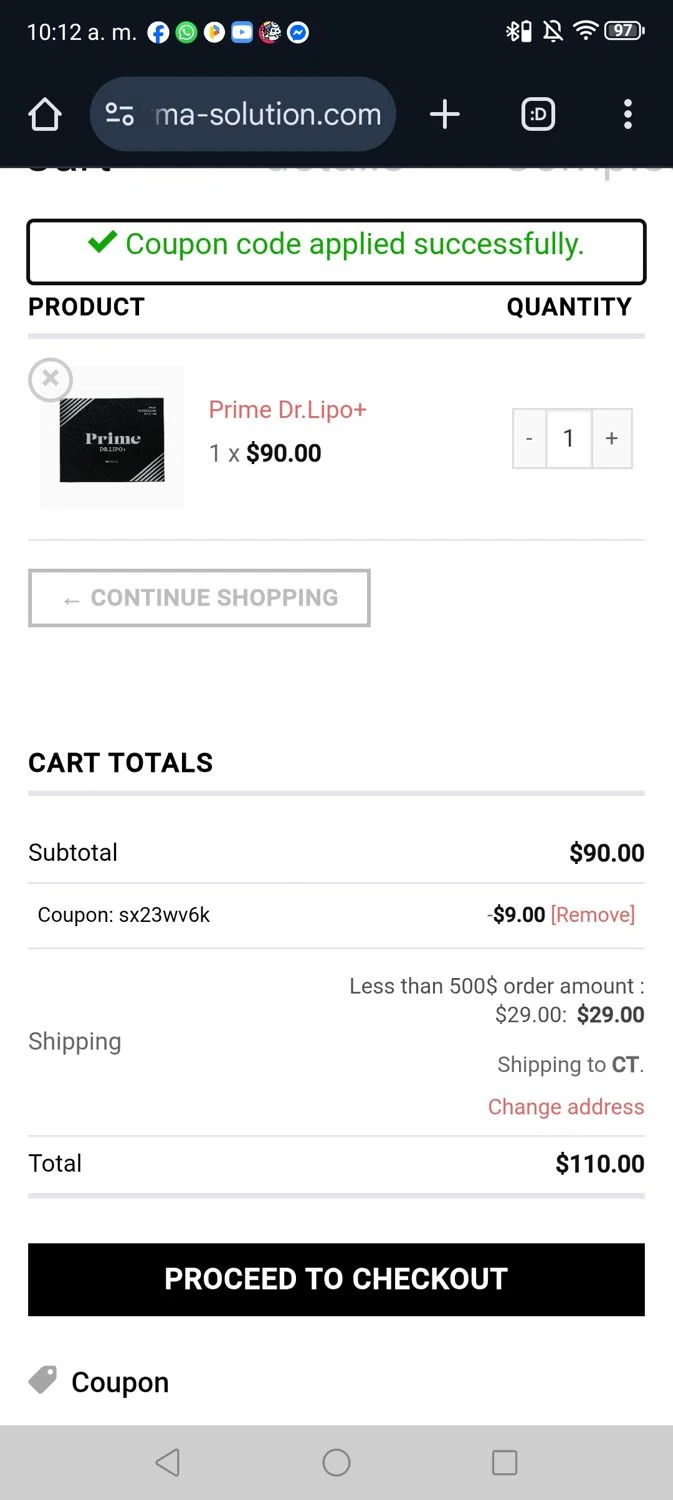 Derma Solution coupon code screenshot showing code SX23WV6K applied at Derma Solution checkout page. Uploaded by SimplyCodes community member DiscountVirtuoso489 on Jun 8, 2025