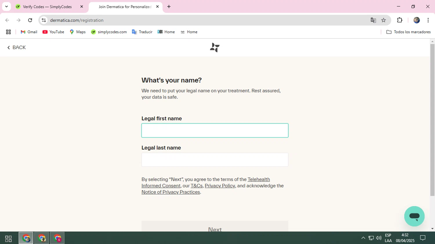 Dermatica US promo code screenshot showing code MINNIE10 applied at Dermatica US checkout page. Uploaded by SimplyCodes community member ELROJO on Apr 8, 2025
