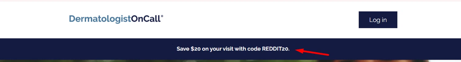 DermatologistOnCall promo code screenshot showing code REDDIT20 applied at DermatologistOnCall checkout page. Uploaded by SimplyCodes community member SilverMakeup on Feb 5, 2026