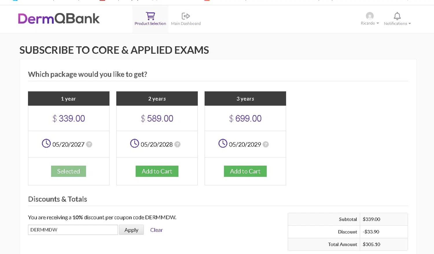 DermQBank promo code screenshot showing code DERMMDW applied at DermQBank checkout page. Uploaded by SimplyCodes community member LAMINEJAMAL on May 21, 2026