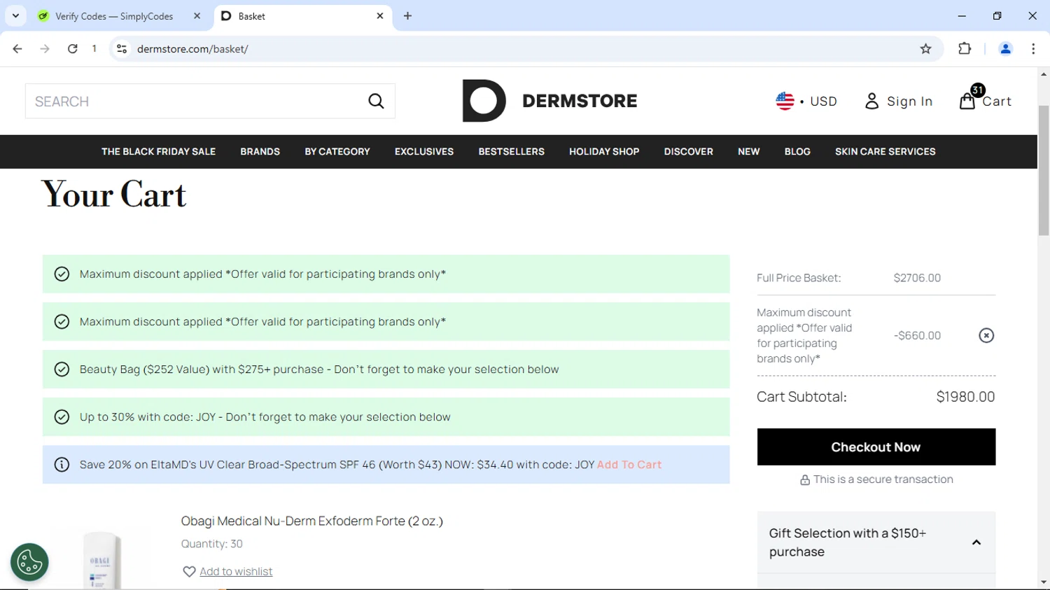 where to use DermStore promo code box