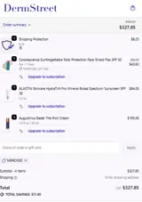 DermStreet coupon verification screenshot