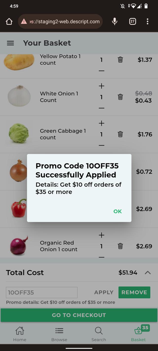 Descript checkout page showing Descript promo code box | Screenshot taken by SimplyCodes community member on Oct 20, 2023