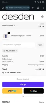 Desden coupon verification screenshot