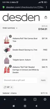 Desden coupon verification screenshot