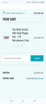 Tiabee coupon verification screenshot