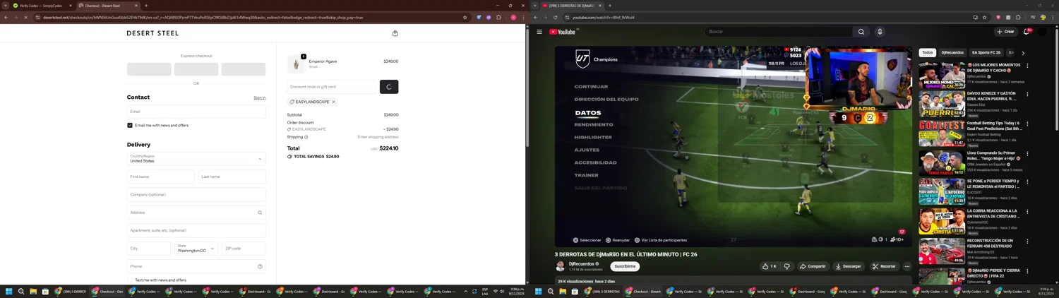 Desert Steel discount code screenshot showing code EASYLANDSCAPE applied at Desert Steel checkout page. Uploaded by SimplyCodes community member TreasureWarden457 on Nov 9, 2025