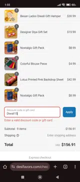 Desi15 coupon verification screenshot