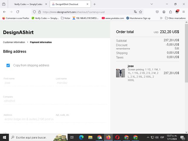 Design A Shirt checkout page showing Design A Shirt promo code box | Screenshot taken by SimplyCodes community member on Nov 1, 2024