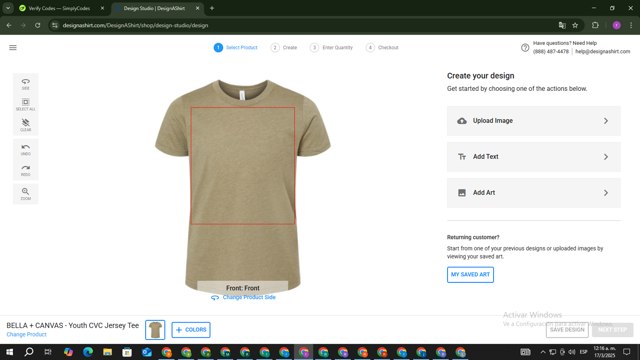Design A Shirt checkout page showing Design A Shirt promo code box | Screenshot taken by SimplyCodes community member on Mar 17, 2025