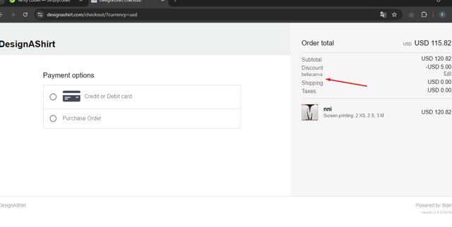 Design A Shirt checkout page showing Design A Shirt promo code box | Screenshot taken by SimplyCodes community member on Oct 14, 2024