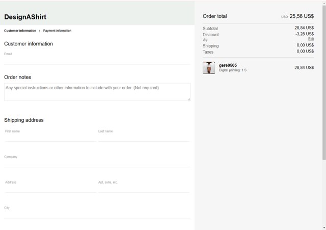 Design A Shirt checkout page showing Design A Shirt promo code box | Screenshot taken by SimplyCodes community member on Nov 1, 2024