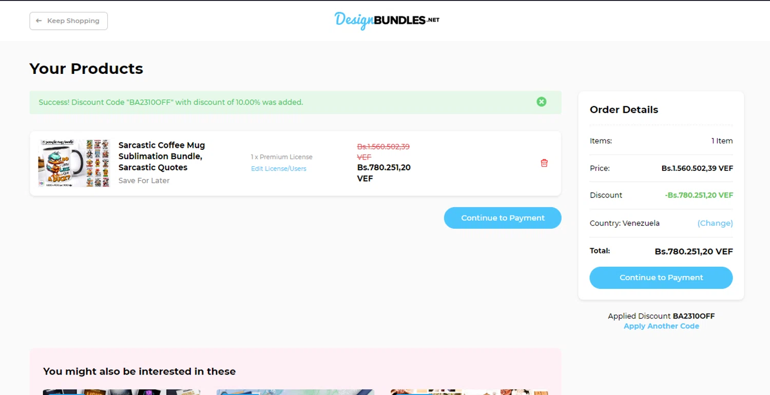where to use Design Bundles promo code box