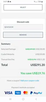 SEM50Off coupon verification screenshot