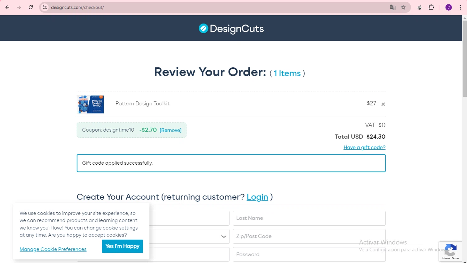 where to use Design Cuts promo code box