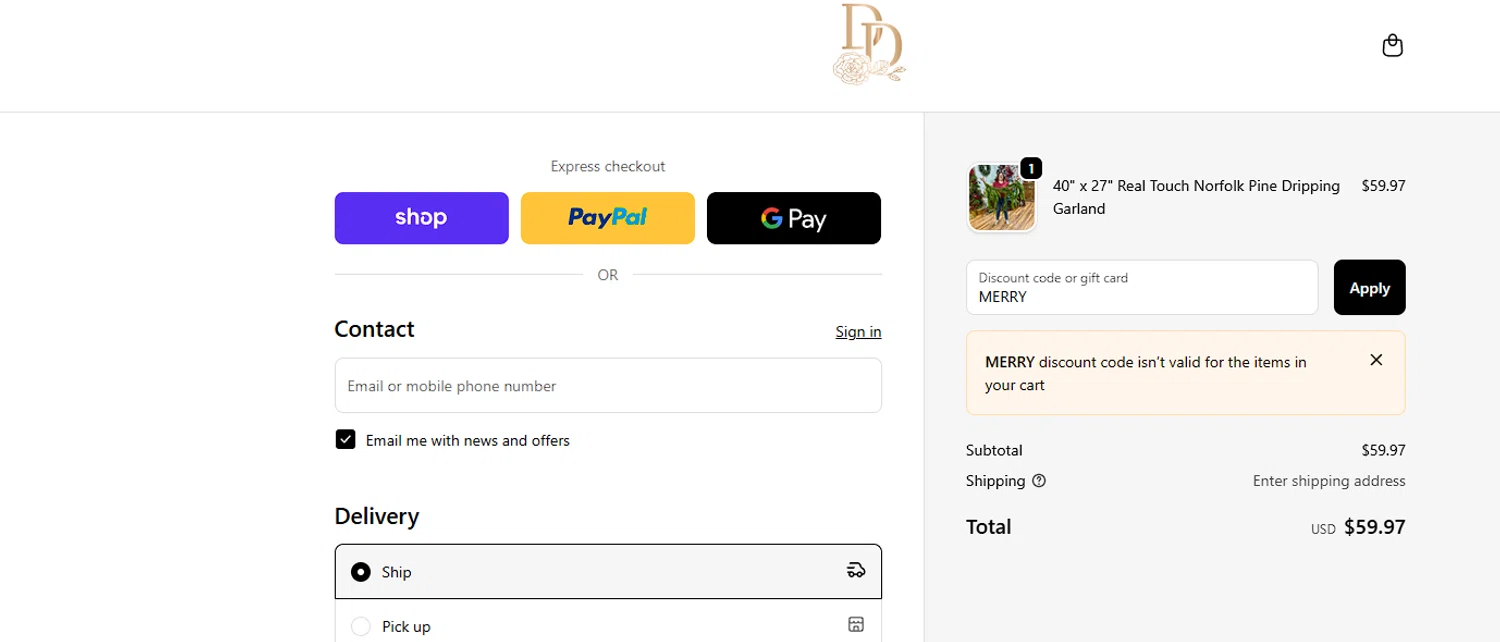 Design Decor promo code screenshot showing code MERRY applied at Design Decor checkout page. Uploaded by SimplyCodes community member Notengonombre on Nov 19, 2025