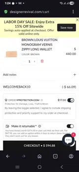 Welcomeback10 coupon verification screenshot