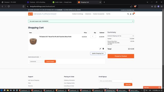 Design Furnishings checkout page showing Design Furnishings promo code box | Screenshot taken by SimplyCodes community member on Jan 31, 2025