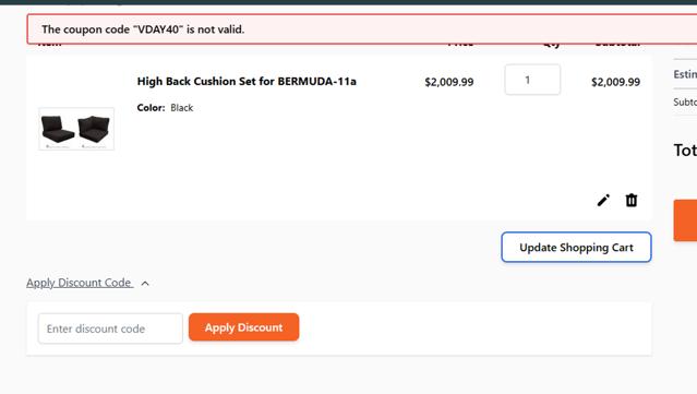 Design Furnishings checkout page showing Design Furnishings promo code box | Screenshot taken by SimplyCodes community member on Mar 11, 2025
