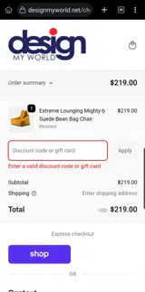 INDOORBEAN coupon verification screenshot
